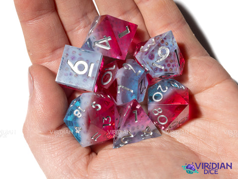 Space Martini | Red Liquor Colored, Blue, White Foam, Tasty Looking | Resin Polyhedral Dice (7)