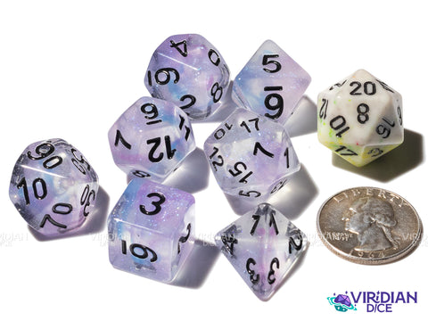 Astral Sea | Translucent Blue & Purple, Iridescent Glitter | Acrylic Dice Set (7)