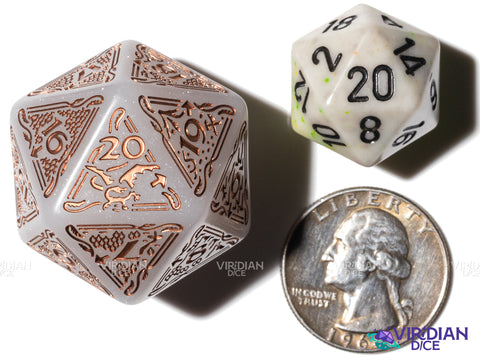 The Hobbit Spindown D20 (Radiant) | Pearled White, Copper Ink | Jumbo Die (1)