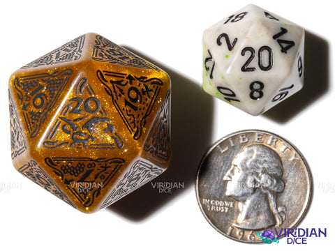 The Hobbit Spindown D20 (Solaris) | Shimmering Yellow/Gold, Black Ink | Jumbo Die (1)