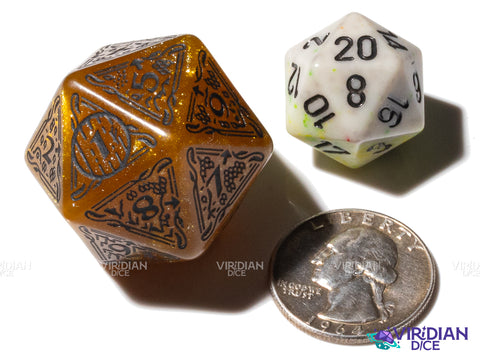 The Hobbit Spindown D20 (Solaris) | Shimmering Yellow/Gold, Black Ink | Jumbo Die (1)