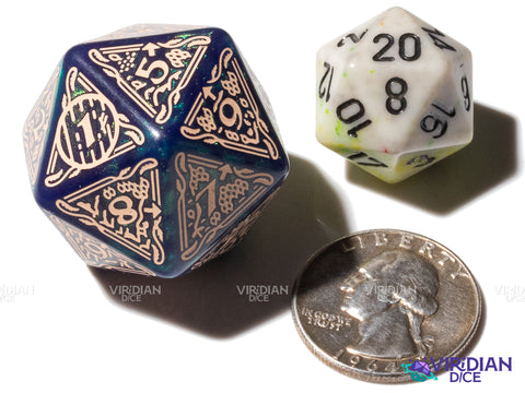 The Hobbit Spindown D20 (Tideborn) | Blue & Green, Cream Ink | Jumbo Die (1) (Copy)