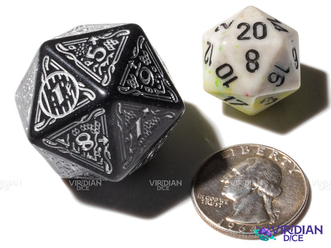 The Hobbit Spindown D20 (Umbral) | Shimmering black, Silver Ink | Jumbo Die (1)