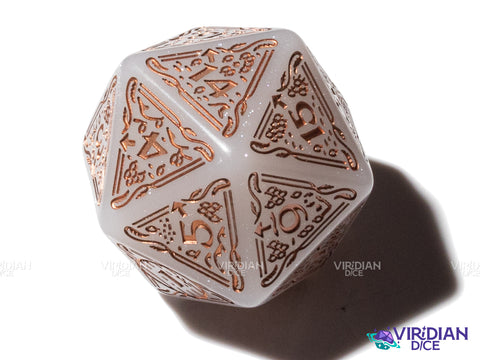 The Hobbit Spindown D20 (Radiant) | Pearled White, Copper Ink | Jumbo Die (1)