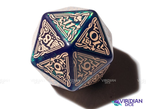 The Hobbit Spindown D20 (Tideborn) | Blue & Green, Cream Ink | Jumbo Die (1) (Copy)