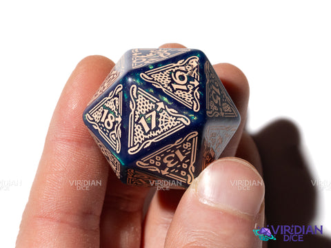 The Hobbit Spindown D20 (Tideborn) | Blue & Green, Cream Ink | Jumbo Die (1) (Copy)