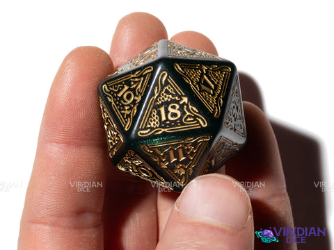 The Hobbit Spindown D20 (Verdant) | Sparkly Green, Gold Ink | Jumbo Die (1)