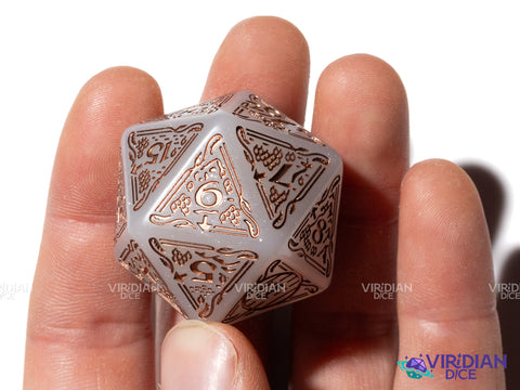 The Hobbit Spindown D20 (Radiant) | Pearled White, Copper Ink | Jumbo Die (1)