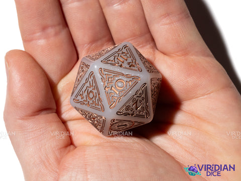 The Hobbit Spindown D20 (Radiant) | Pearled White, Copper Ink | Jumbo Die (1)