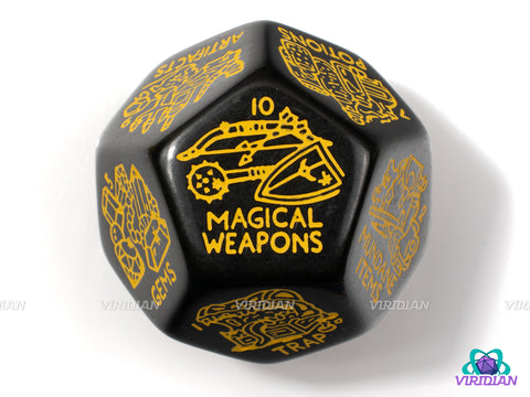 Treasure Generator Die 2.0 | Giant 30mm 12-Sided Random D&D Loot/Reward Die | Acrylic Die (1)