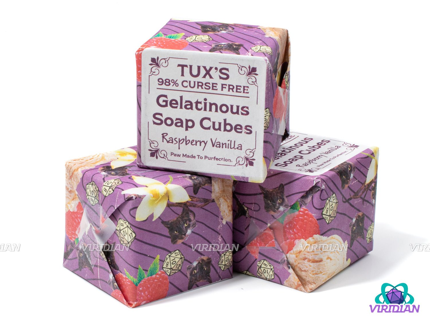 Tux's 98% Curse-Free Gelatinous Dice Soap | Handmade Bar with Mystery Dice Set Inside | (1) Cube (4oz Soap, 1oz dice) | Made in Syracuse, NY