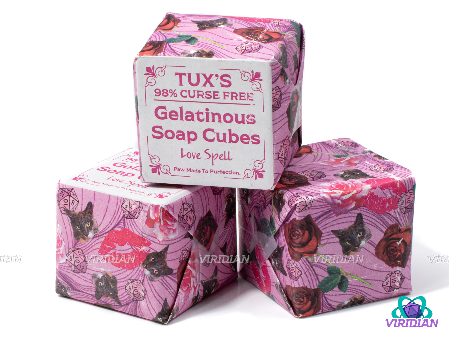 Tux's 98% Curse-Free Gelatinous Dice Soap | Handmade Bar with Mystery Dice Set Inside | (1) Cube (4oz Soap, 1oz dice) | Made in Syracuse, NY