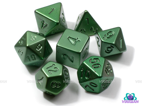 Green Electroplate | Shiny Lightweight Dark Green Metallic-Look | Acrylic Dice Set (7)