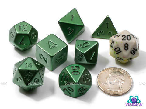 Green Electroplate | Shiny Lightweight Dark Green Metallic-Look | Acrylic Dice Set (7)