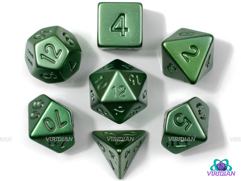 Green Electroplate | Shiny Lightweight Dark Green Metallic-Look | Acrylic Dice Set (7)