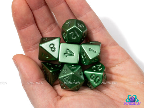 Green Electroplate | Shiny Lightweight Dark Green Metallic-Look | Acrylic Dice Set (7)