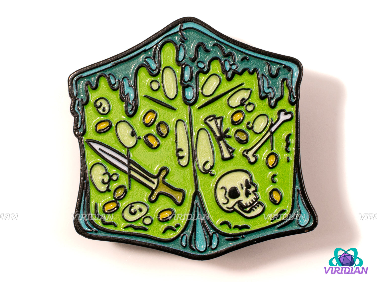 Pin Pals: Gelatinous Cube | Metal Enamel Lapel Pin | D&D-esque, Dnd, Fantasy Art | (1) Enamel Pin