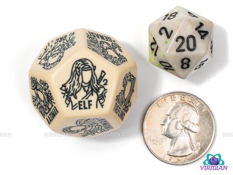 Race/Species Generator Die | D&D Racial Fantasy, Giant 12-Sided Random/Improv TTRPG DnD Character Dice | Acrylic Giant D12 (1)