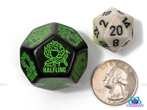 Race/Species Generator Die | D&D Racial Fantasy, Giant 12-Sided Random/Improv TTRPG DnD Character Dice | Acrylic Giant D12 (1)