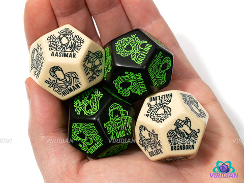 Race/Species Generator Die | D&D Racial Fantasy, Giant 12-Sided Random/Improv TTRPG DnD Character Dice | Acrylic Giant D12 (1)