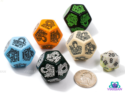 Race/Species Generator Die | D&D Racial Fantasy, Giant 12-Sided Random/Improv TTRPG DnD Character Dice | Acrylic Giant D12 (1)