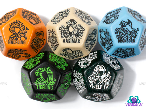 Race/Species Generator Die | D&D Racial Fantasy, Giant 12-Sided Random/Improv TTRPG DnD Character Dice | Acrylic Giant D12 (1)