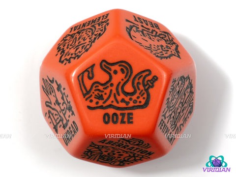 Monster Generator Die | D&D Random Encounter Creation Dice, Enemies/Monster/Creature Types, 30mm | Acrylic Giant D12 (1)