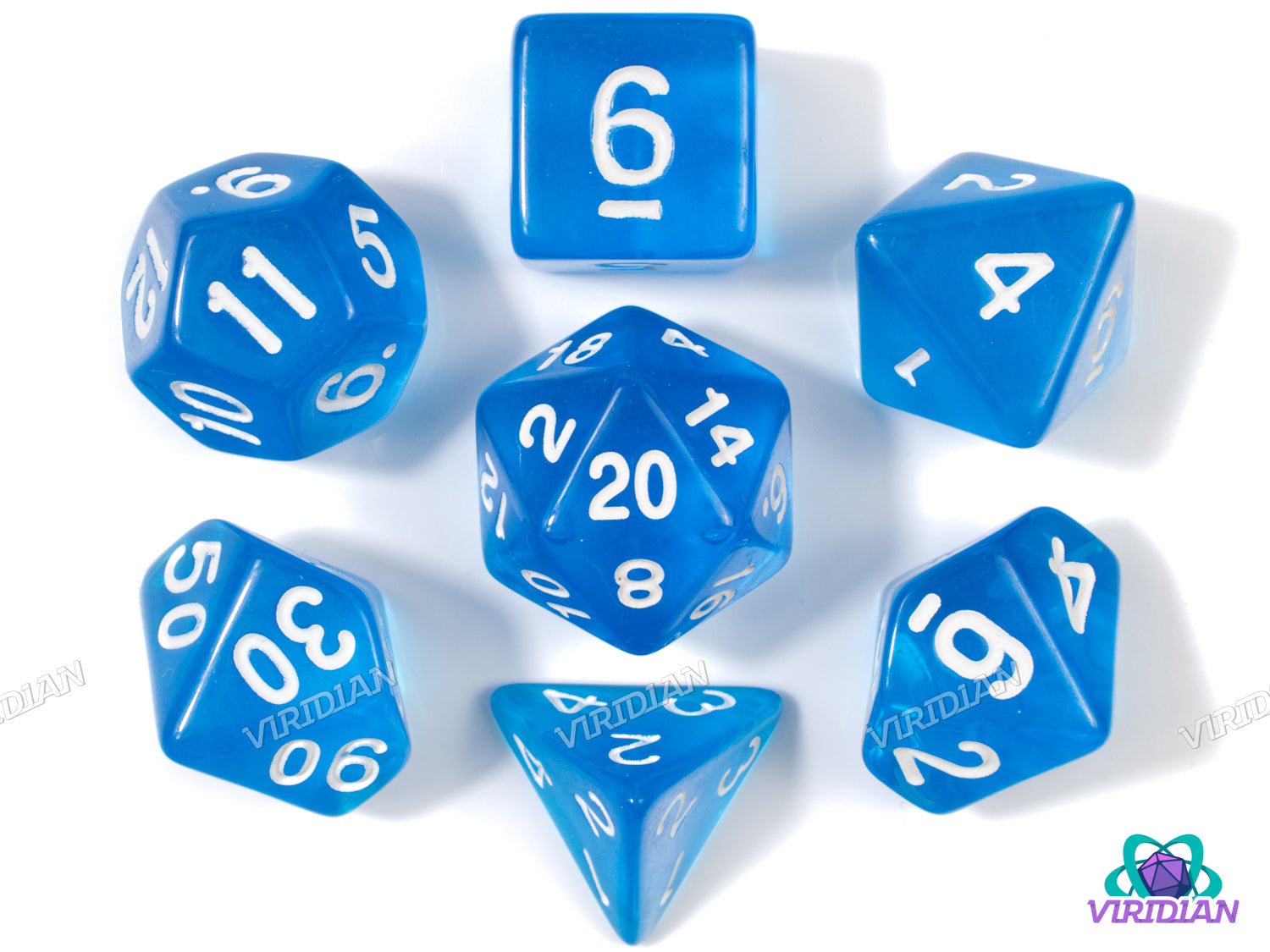 Blue Crystal | Translucent Blue | Acrylic Dice Set (7)