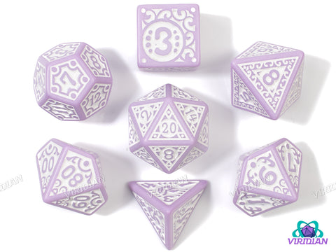 Gilded Age (Lavender) | Stylized Light Pastel Purple & White | Acrylic Dice Set (7)