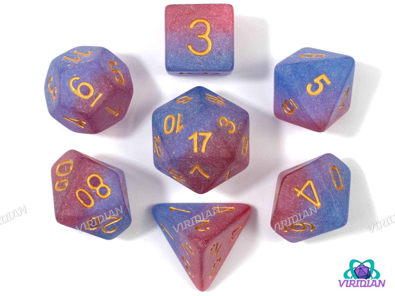 Frosted Bisexual Pride | Frosted Layered Pink, Blue, Purple, Bi Flag, Ace LGBTQ+ Themed | Resin Dice Set (7)