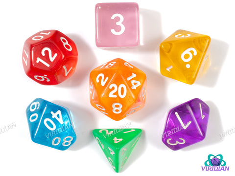 Translucent Rainbow (Colors Vary) | Translucent Multi-Color Polyhedral Set | Acrylic Dice Set (7)