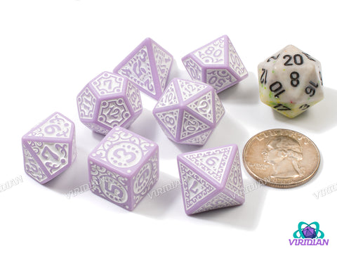 Gilded Age (Lavender) | Stylized Light Pastel Purple & White | Acrylic Dice Set (7)