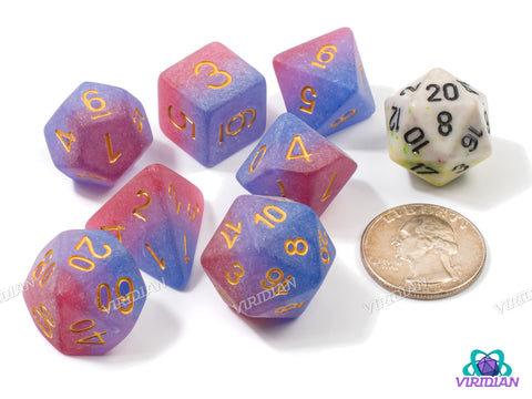 Frosted Bisexual Pride | Frosted Layered Pink, Blue, Purple, Bi Flag, Ace LGBTQ+ Themed | Resin Dice Set (7)