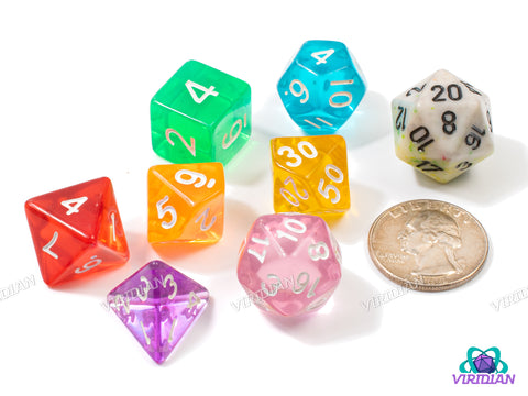 Translucent Rainbow (Colors Vary) | Translucent Multi-Color Polyhedral Set | Acrylic Dice Set (7)