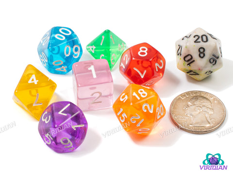 Translucent Rainbow (Colors Vary) | Translucent Multi-Color Polyhedral Set | Acrylic Dice Set (7)