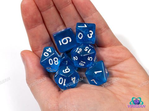 Blue Crystal | Translucent Blue | Acrylic Dice Set (7)