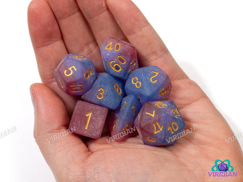 Frosted Bisexual Pride | Frosted Layered Pink, Blue, Purple, Bi Flag, Ace LGBTQ+ Themed | Resin Dice Set (7)