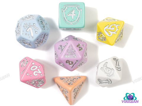 My Very First Set: Magic Journey | Fairytale Inspired Pastels, Rainbow/Multi-Color, Kids | Q Workshop | Acrylic Dice Set (7)