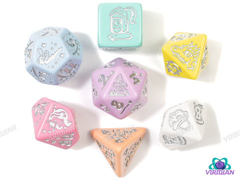 My Very First Set: Magic Journey | Fairytale Inspired Pastels, Rainbow/Multi-Color, Kids | Q Workshop | Acrylic Dice Set (7)