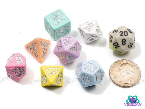 My Very First Set: Magic Journey | Fairytale Inspired Pastels, Rainbow/Multi-Color, Kids | Q Workshop | Acrylic Dice Set (7)