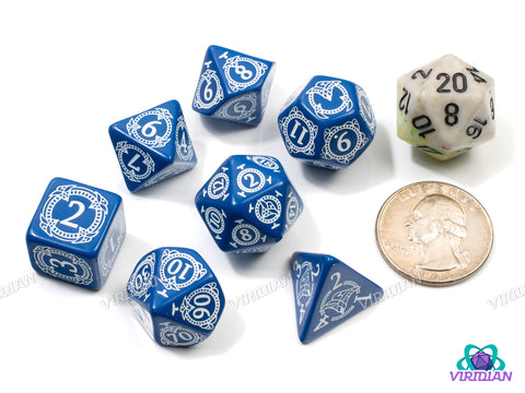 Pathfinder: Hell's Rebels | Blue & White | Q Workshop | Acrylic Dice Set (7)