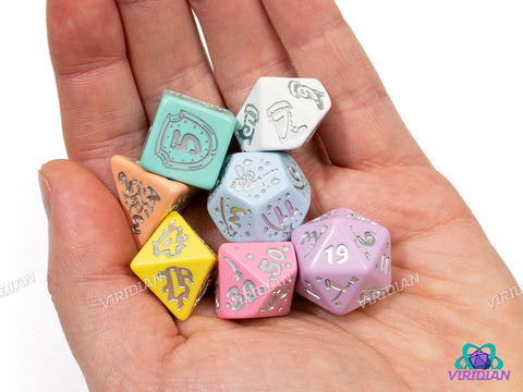 My Very First Set: Magic Journey | Fairytale Inspired Pastels, Rainbow/Multi-Color, Kids | Q Workshop | Acrylic Dice Set (7)