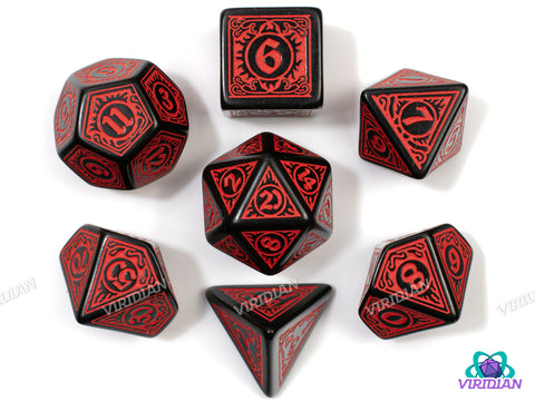 Pathfinder: Wrath of the Righteous | Black & Red | Q Workshop | Acrylic Dice Set (7)