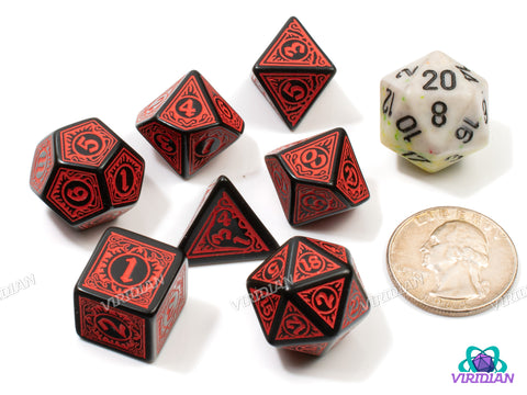 Pathfinder: Wrath of the Righteous | Black & Red | Q Workshop | Acrylic Dice Set (7)