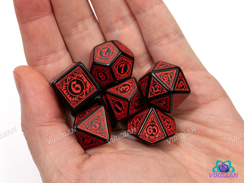 Pathfinder: Wrath of the Righteous | Black & Red | Q Workshop | Acrylic Dice Set (7)