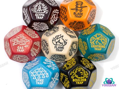 Trap Generator Die | Random Hazard and Danger Creation Dice, Giant 30mm | Acrylic Giant D12 (1)