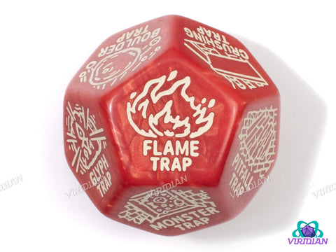 Trap Generator Die | Random Hazard and Danger Creation Dice, Giant 30mm | Acrylic Giant D12 (1)