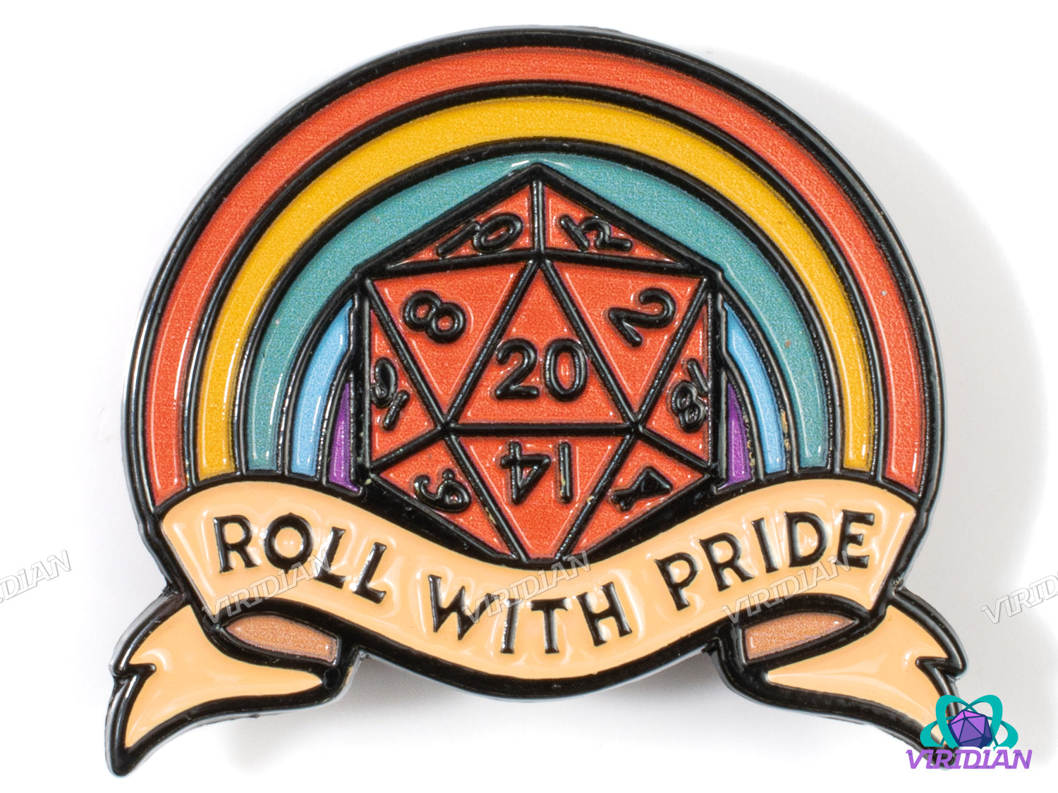 Pin Pals: Roll With Pride | LGBTQIA, Rainbow, Metal Enamel Lapel Pin (1) | D&D-esque, Dnd, Fantasy Art