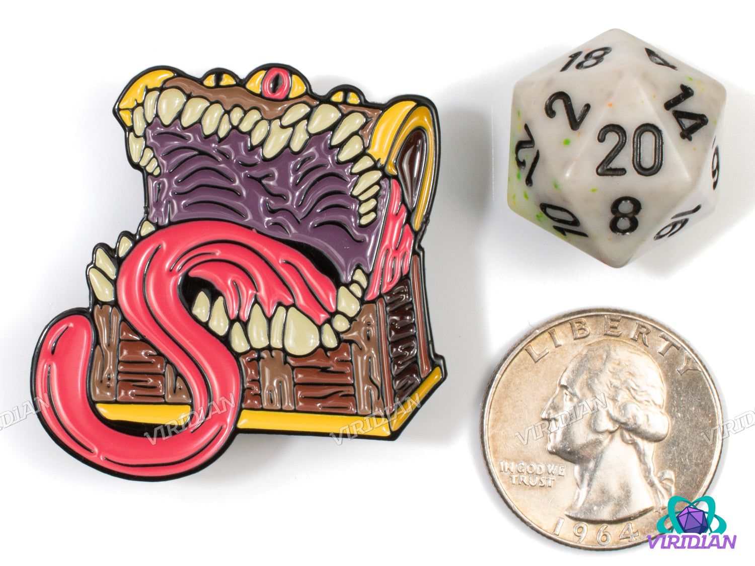 Pin Pals: Mimic (Version 2) | Treasure Chest Trap Monster, Metal Enamel Lapel Pin (1) | D&D-esque, Dnd, Fantasy Art