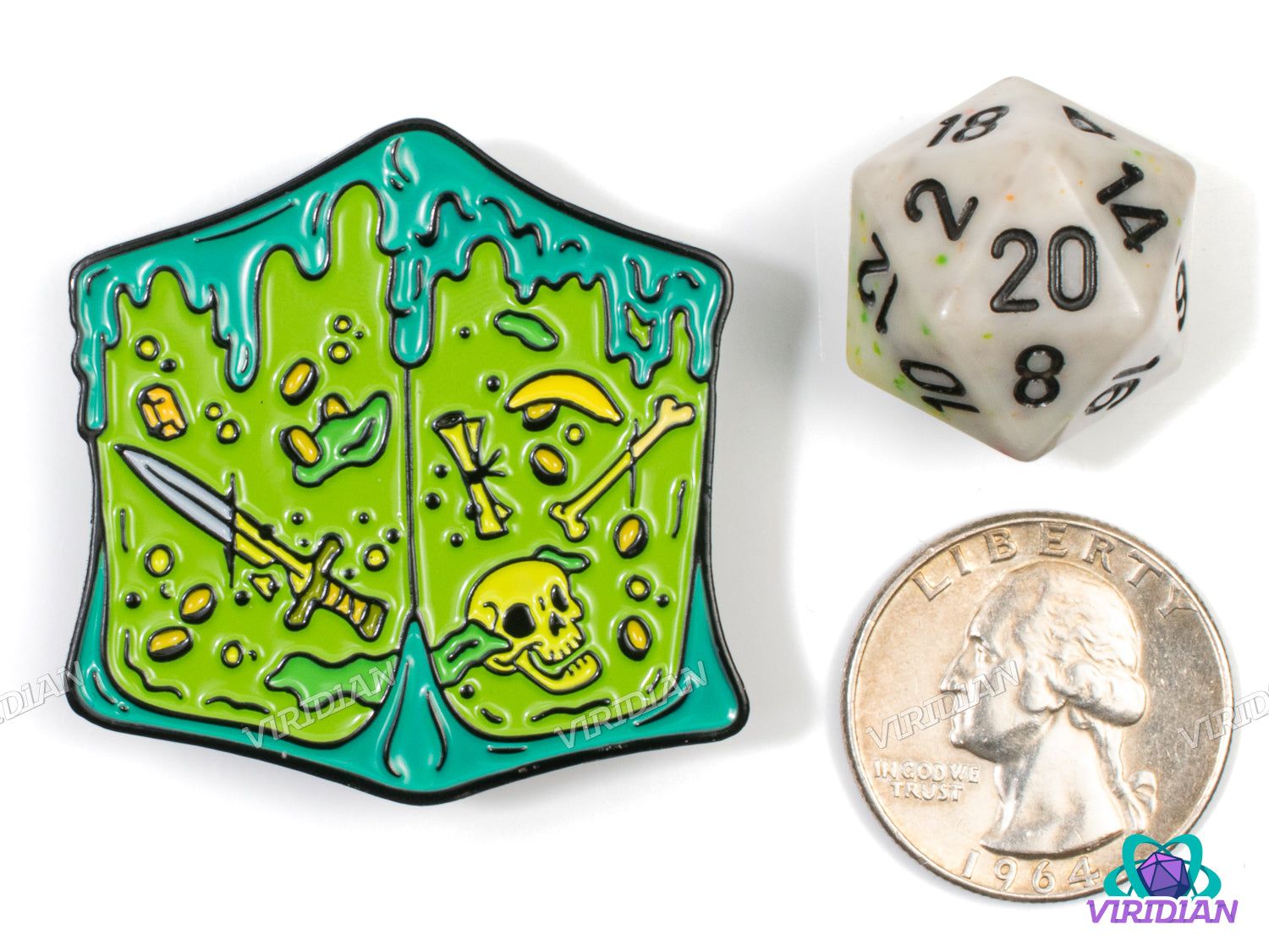 Pin Pals: Gelatinous Cube (Now with Banana!) (Version 2) | Green Ooze, D&D Monster, Metal Enamel Lapel Pin (1) | Dnd, Fantasy Art